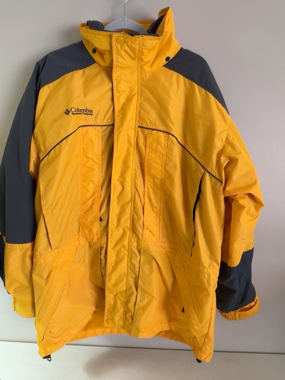 Columbia Men’s L Interchange 3-in-1 Jacket Yellow Black Waterproof Fleece Liner